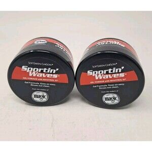 Lot of 2 SoftSheen-Carson Sportin' Waves Gel Hold Pomade w/ Wavitrol III, 3.5 oz